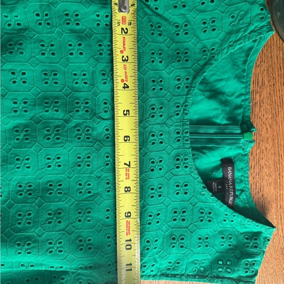 Banana Republic Green Eyelet Sleeveless Dress Size 4 Lined Spring Easter - Picture 5 of 6